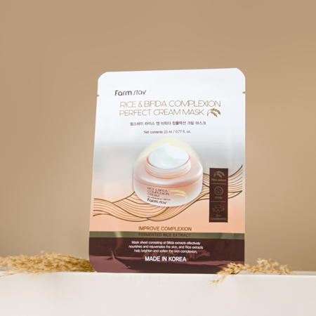 Farmstay Rice Bifida Mleczne maski w płachcie z fermentami i ryżem 23ml