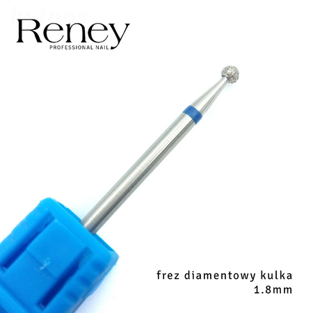 Reney Profesjonalny Frez diamentowy do skórek kulka niebieski 1.8mm