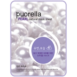 Puorella Pearl  rozświetlająco-wygładzająca maska w płachcie z ekstraktem z pereł do twarzy, 21 g