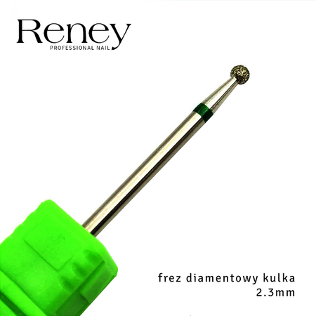 Reney Profesjonalny Frez diamentowy do skórek kulka zielony 2.3mm